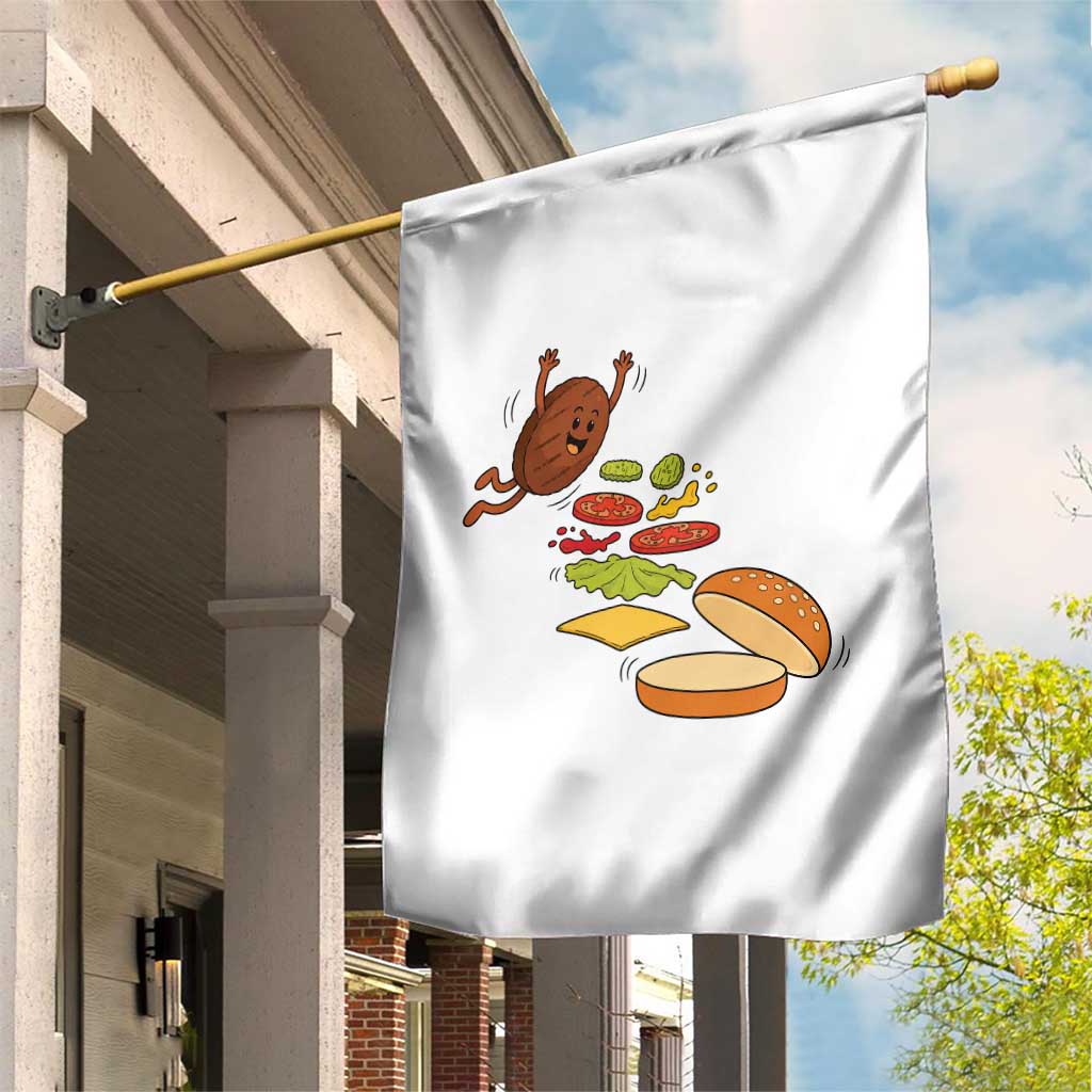 Funny Burger Ingredients Flying Into Bun Garden Flag Fast Food Lover Gift TS12 Print Your Wear
