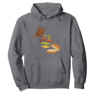 Funny Burger Ingredients Flying Into Bun Hoodie Fast Food Lover Gift TS12 Charcoal Print Your Wear