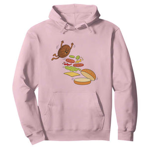 Funny Burger Ingredients Flying Into Bun Hoodie Fast Food Lover Gift TS12 Light Pink Print Your Wear