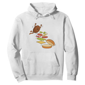 Funny Burger Ingredients Flying Into Bun Hoodie Fast Food Lover Gift TS12 White Print Your Wear