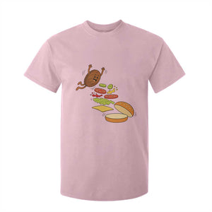 Funny Burger Ingredients Flying Into Bun T Shirt For Kid Fast Food Lover Gift TS12 Light Pink Print Your Wear