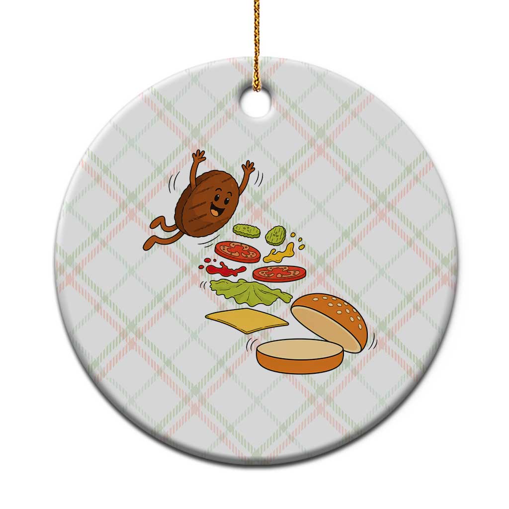 Funny Burger Ingredients Flying Into Bun Ceramic Ornament Fast Food Lover Gift TS12 1pc Christmas Plaid Print Your Wear