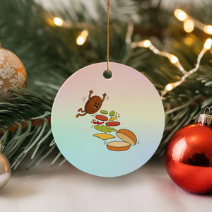 Funny Burger Ingredients Flying Into Bun Ceramic Ornament Fast Food Lover Gift TS12 1pc Pastel Print Your Wear