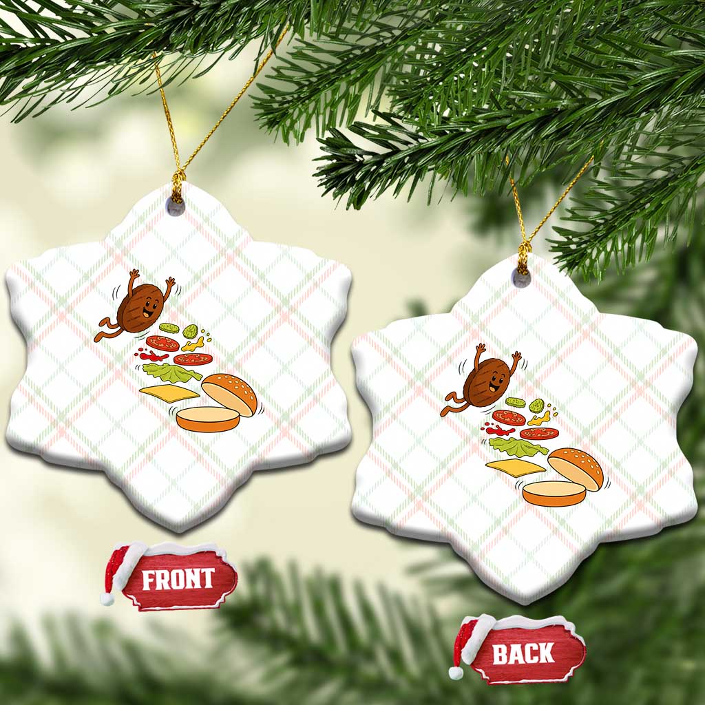 Funny Burger Ingredients Flying Into Bun Ceramic Ornament Fast Food Lover Gift TS12 Print Your Wear