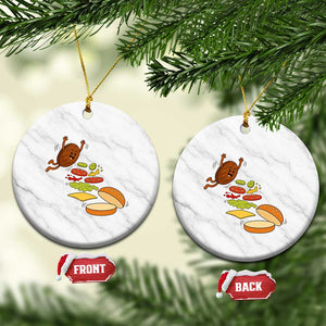Funny Burger Ingredients Flying Into Bun Ceramic Ornament Fast Food Lover Gift TS12 1pc White Marble Print Your Wear