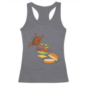 Funny Burger Ingredients Flying Into Bun Racerback Tank Top Fast Food Lover Gift TS12 Charcoal Print Your Wear