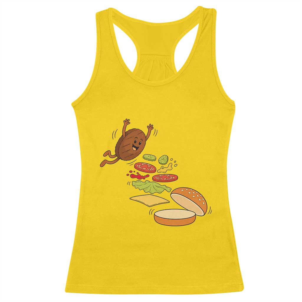 Funny Burger Ingredients Flying Into Bun Racerback Tank Top Fast Food Lover Gift TS12 Daisy Print Your Wear
