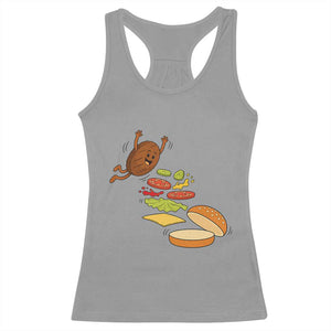 Funny Burger Ingredients Flying Into Bun Racerback Tank Top Fast Food Lover Gift TS12 Sport Gray Print Your Wear