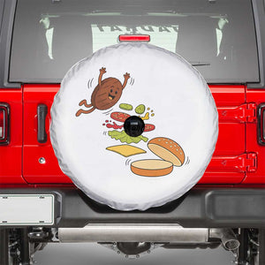 Funny Burger Ingredients Flying Into Bun Spare Tire Cover Fast Food Lover Gift TS12 White Print Your Wear