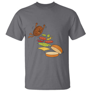 Funny Burger Ingredients Flying Into Bun T Shirt Fast Food Lover Gift TS12 Charcoal Print Your Wear