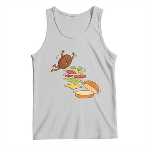 Funny Burger Ingredients Flying Into Bun Tank Top Fast Food Lover Gift TS12 Ash Print Your Wear