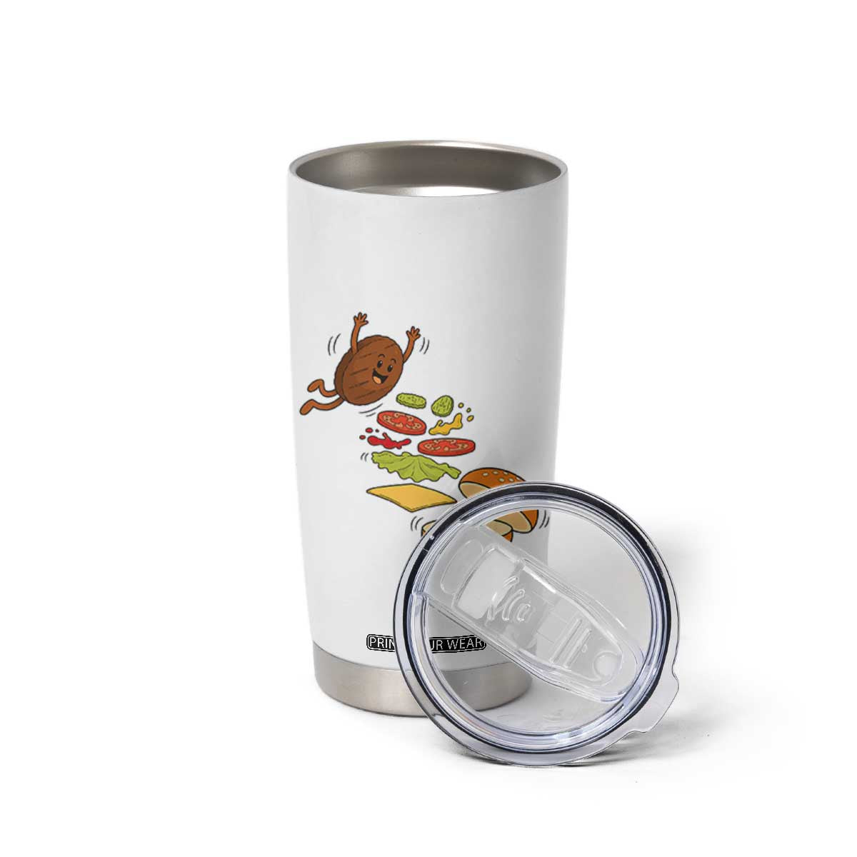 Funny Burger Ingredients Flying Into Bun Tumbler Cup Fast Food Lover Gift TS12 Print Your Wear