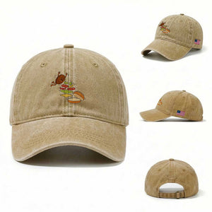 Funny Burger Ingredients Flying Into Bun Washed Cotton Baseball Cap Fast Food Lover Gift TS12 Washed Cap Universal Fit Khaki Print Your Wear