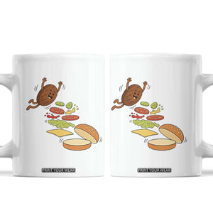 Funny Burger Ingredients Flying Into Bun Coffee Mug Fast Food Lover Gift TS12 White Print Your Wear
