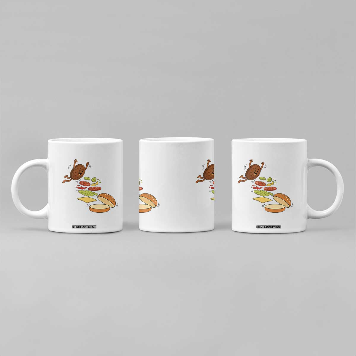 Funny Burger Ingredients Flying Into Bun Coffee Mug Fast Food Lover Gift TS12 Print Your Wear