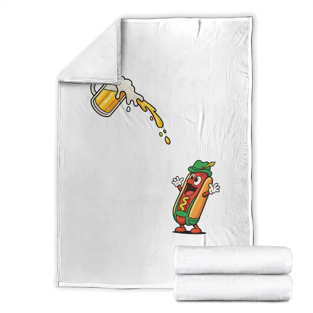 Funny Sausage Waiting For Beer Throw Blanket Oktoberfest Gift TS12 White Print Your Wear
