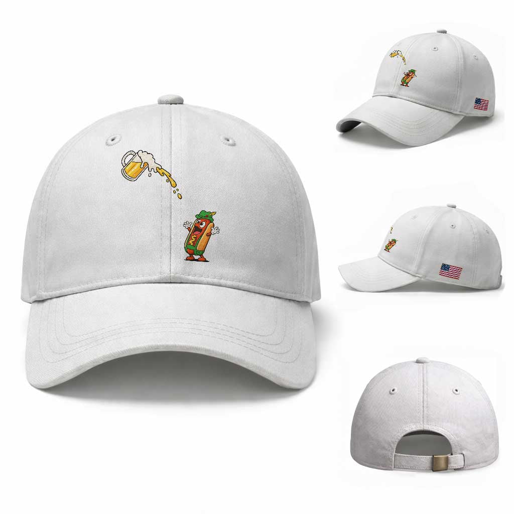 Funny Sausage Waiting For Beer Baseball Cap Oktoberfest Gift TS12 Baseball Cap Universal Fit White Print Your Wear