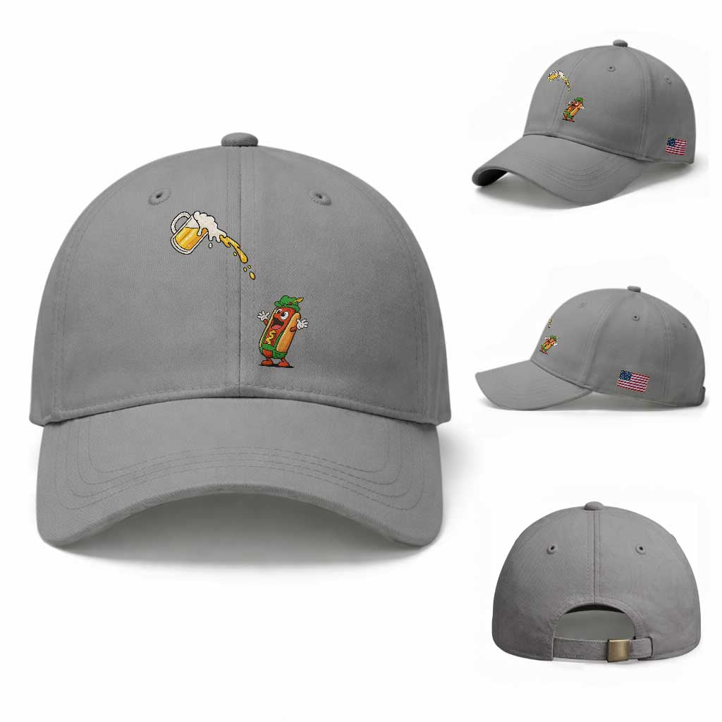 Funny Sausage Waiting For Beer Baseball Cap Oktoberfest Gift TS12 Baseball Cap Universal Fit Sport Gray Print Your Wear