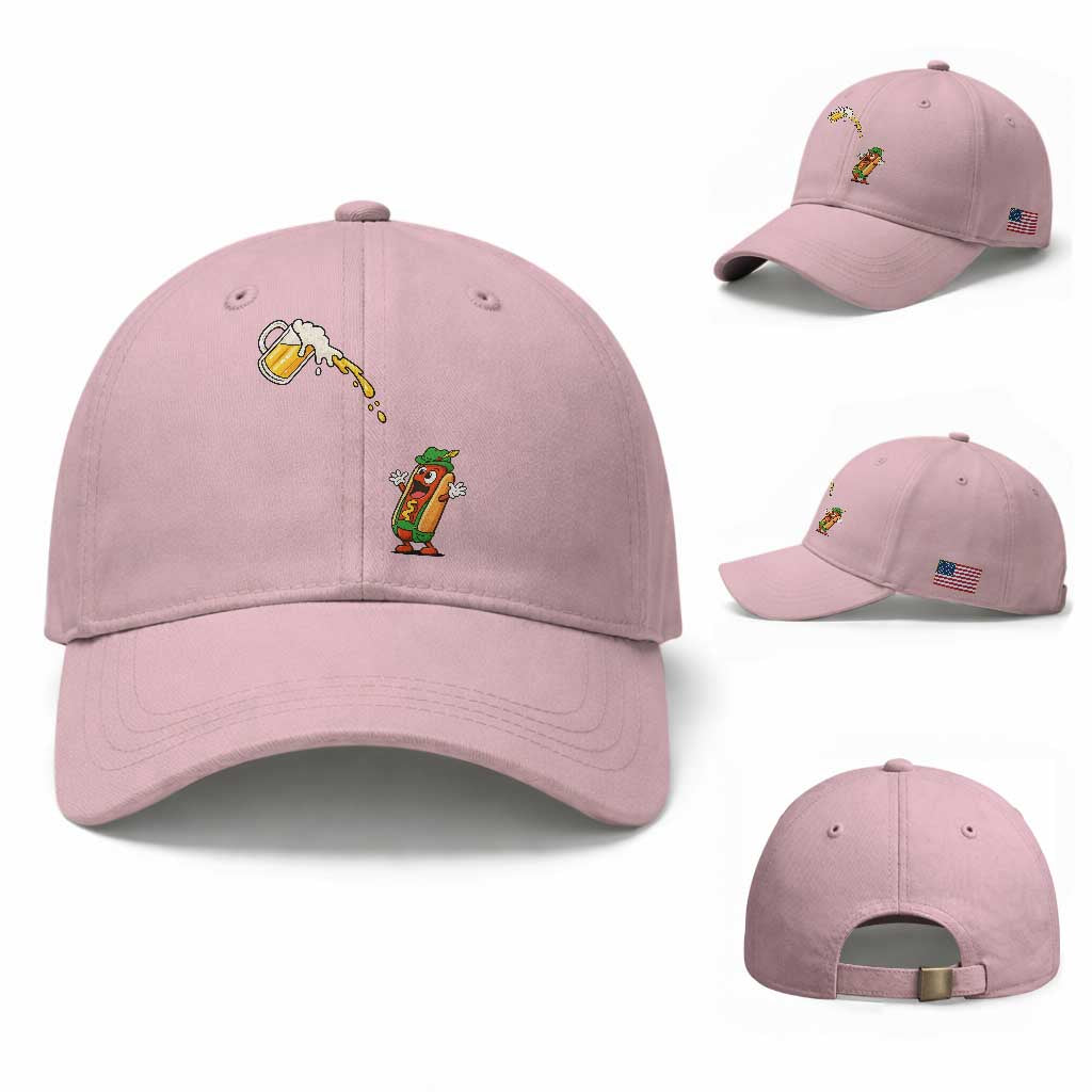 Funny Sausage Waiting For Beer Baseball Cap Oktoberfest Gift TS12 Baseball Cap Universal Fit Light Pink Print Your Wear