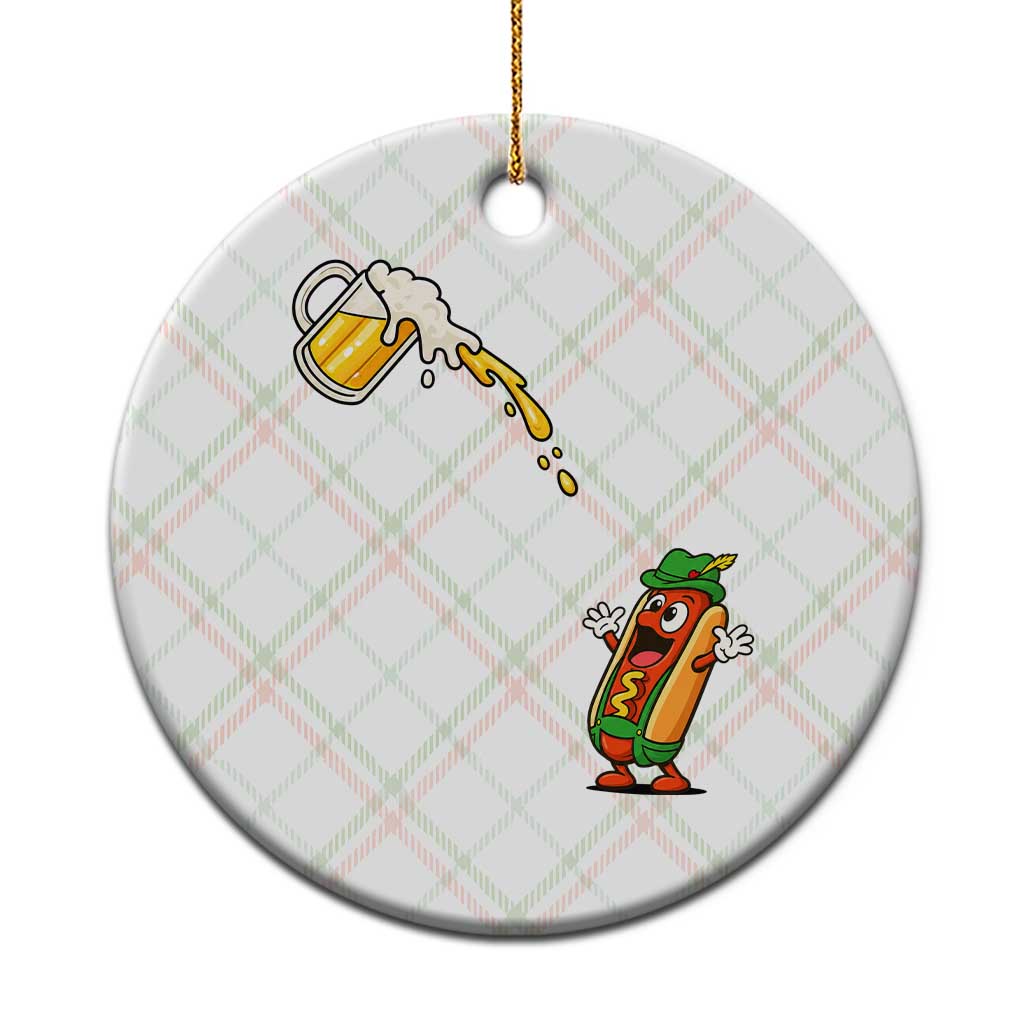 Funny Sausage Waiting For Beer Ceramic Ornament Oktoberfest Gift TS12 1pc Christmas Plaid Print Your Wear