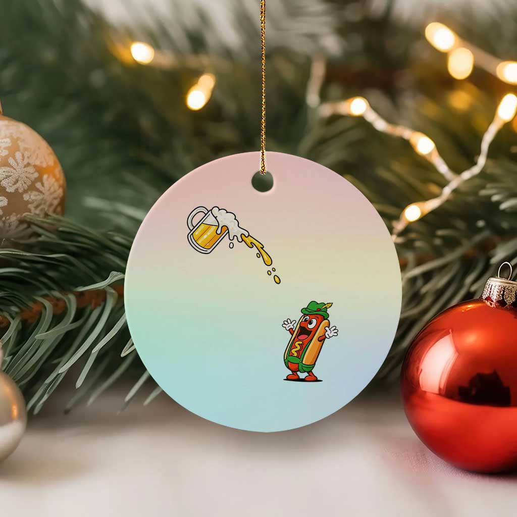 Funny Sausage Waiting For Beer Ceramic Ornament Oktoberfest Gift TS12 1pc Pastel Print Your Wear