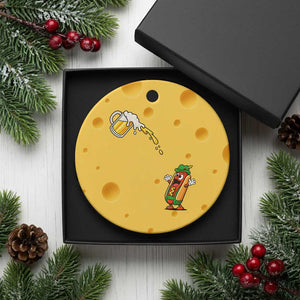 Funny Sausage Waiting For Beer Ceramic Ornament Oktoberfest Gift TS12 1pc Yellow Cheese Print Your Wear