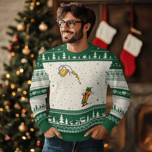 Funny Sausage Waiting For Beer Ugly Christmas Sweater Oktoberfest Gift TS12 Beige Green Print Your Wear