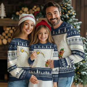 Funny Sausage Waiting For Beer Ugly Christmas Sweater Oktoberfest Gift TS12 Beige Navy Print Your Wear