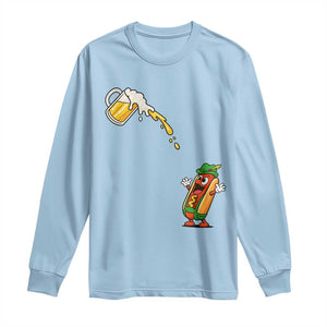 Funny Sausage Waiting For Beer Long Sleeve Shirt Oktoberfest Gift TS12 Light Blue Print Your Wear