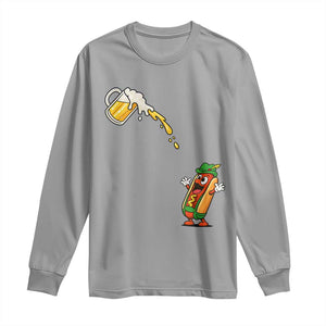Funny Sausage Waiting For Beer Long Sleeve Shirt Oktoberfest Gift TS12 Sport Gray Print Your Wear