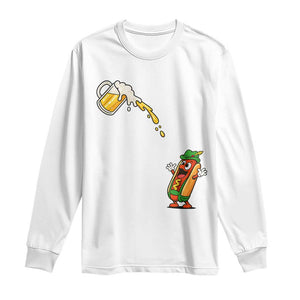 Funny Sausage Waiting For Beer Long Sleeve Shirt Oktoberfest Gift TS12 White Print Your Wear