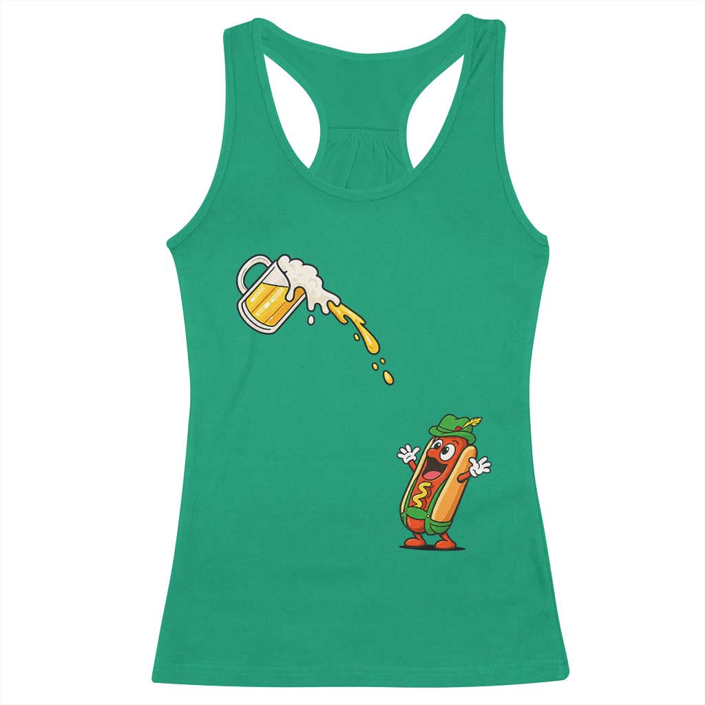 Funny Sausage Waiting For Beer Racerback Tank Top Oktoberfest Gift TS12 Irish Green Print Your Wear