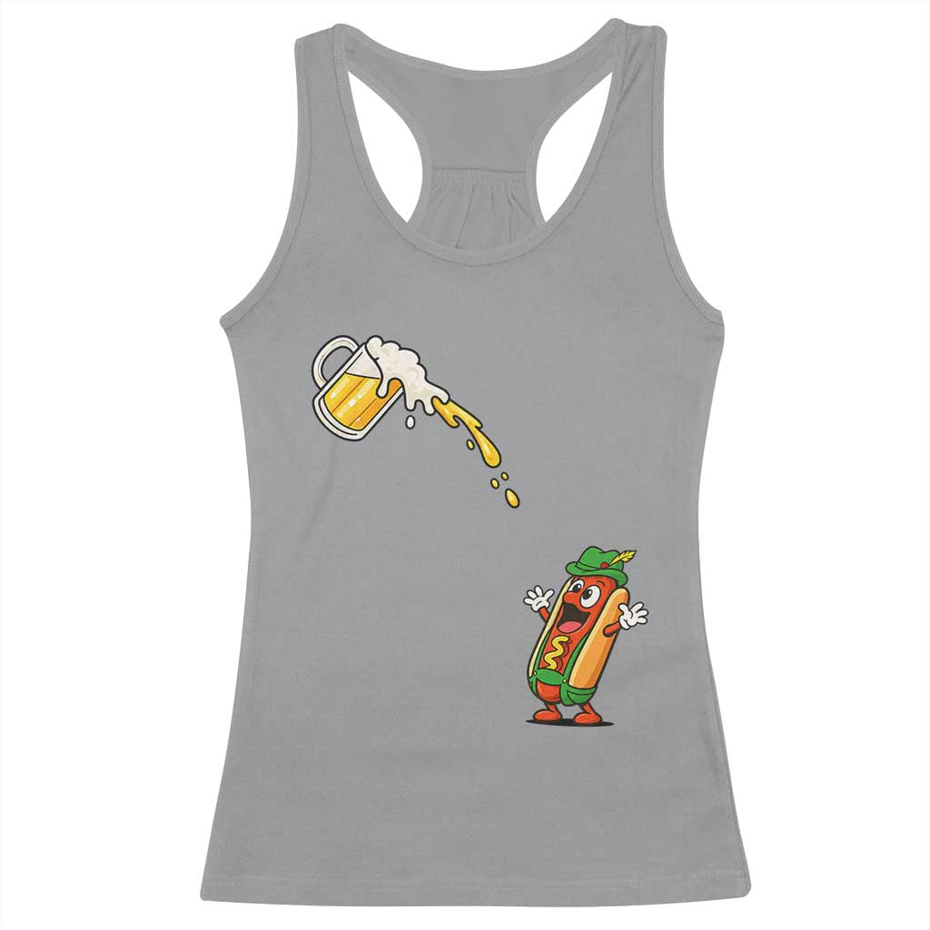 Funny Sausage Waiting For Beer Racerback Tank Top Oktoberfest Gift TS12 Sport Gray Print Your Wear