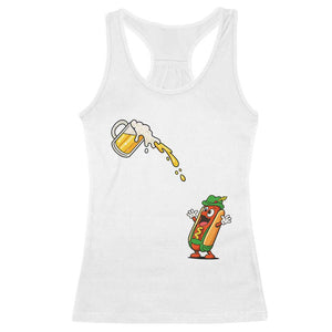 Funny Sausage Waiting For Beer Racerback Tank Top Oktoberfest Gift TS12 White Print Your Wear