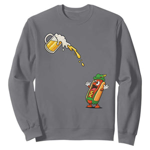 Funny Sausage Waiting For Beer Sweatshirt Oktoberfest Gift TS12 Charcoal Print Your Wear