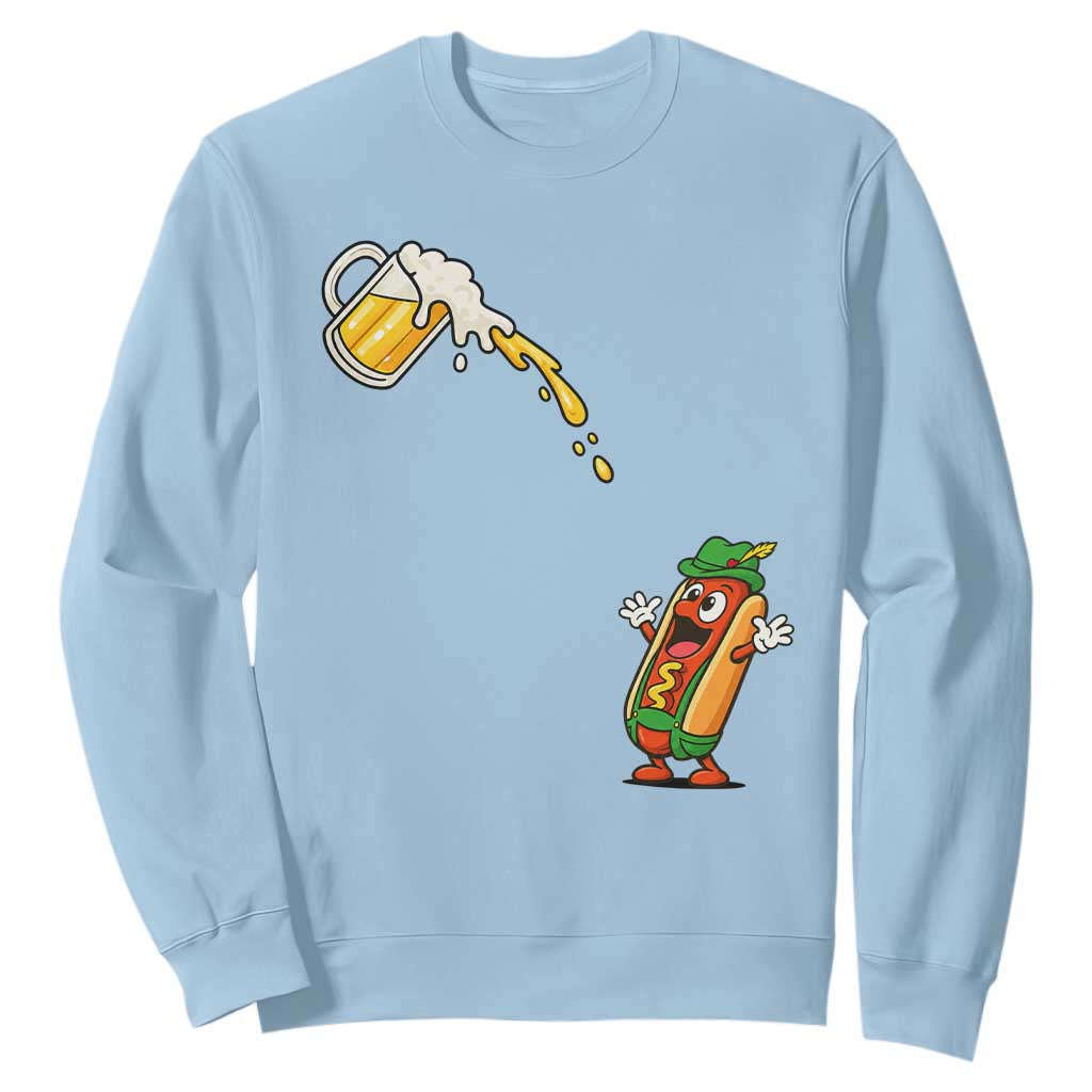 Funny Sausage Waiting For Beer Sweatshirt Oktoberfest Gift TS12 Light Blue Print Your Wear