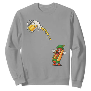 Funny Sausage Waiting For Beer Sweatshirt Oktoberfest Gift TS12 Sport Gray Print Your Wear