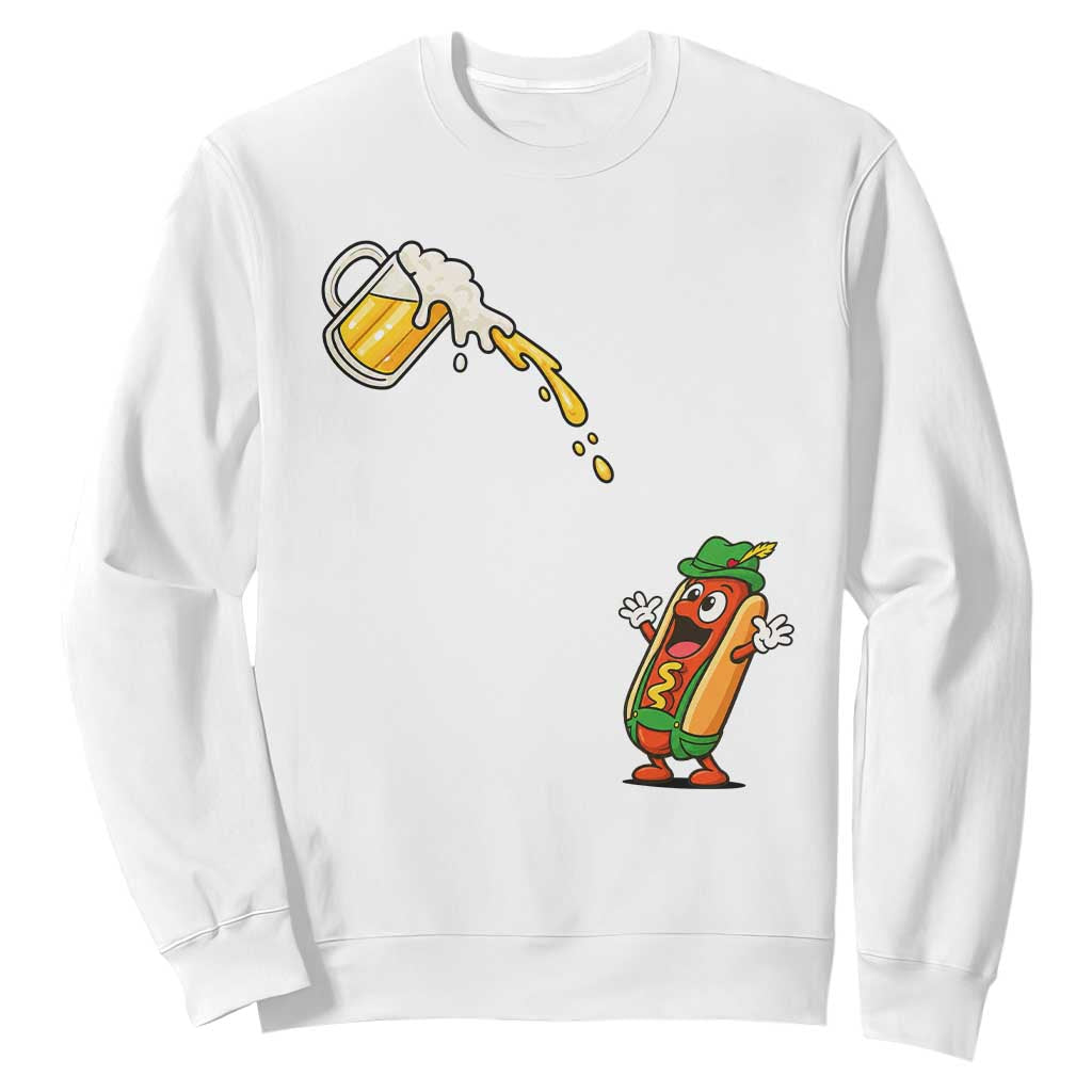 Funny Sausage Waiting For Beer Sweatshirt Oktoberfest Gift TS12 White Print Your Wear
