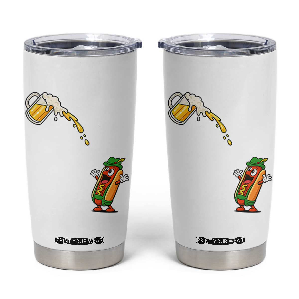Funny Sausage Waiting For Beer Tumbler Cup Oktoberfest Gift TS12 White Print Your Wear
