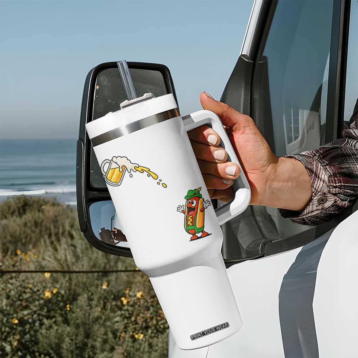 Funny Sausage Waiting For Beer Tumbler With Handle Oktoberfest Gift TS12 Print Your Wear