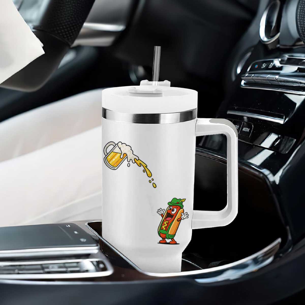 Funny Sausage Waiting For Beer Tumbler With Handle Oktoberfest Gift TS12 Print Your Wear
