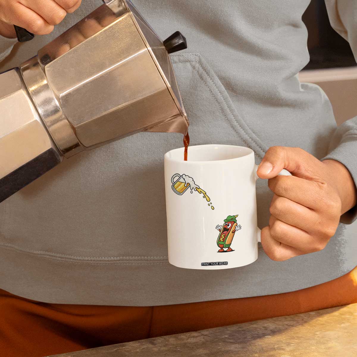 Funny Sausage Waiting For Beer Coffee Mug Oktoberfest Gift TS12 Print Your Wear