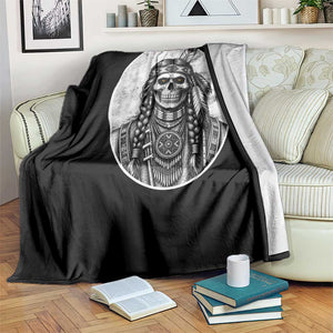 Vintage Gothic Skull Warrior Throw Blanket Native American Feather Chief TS12 Print Your Wear