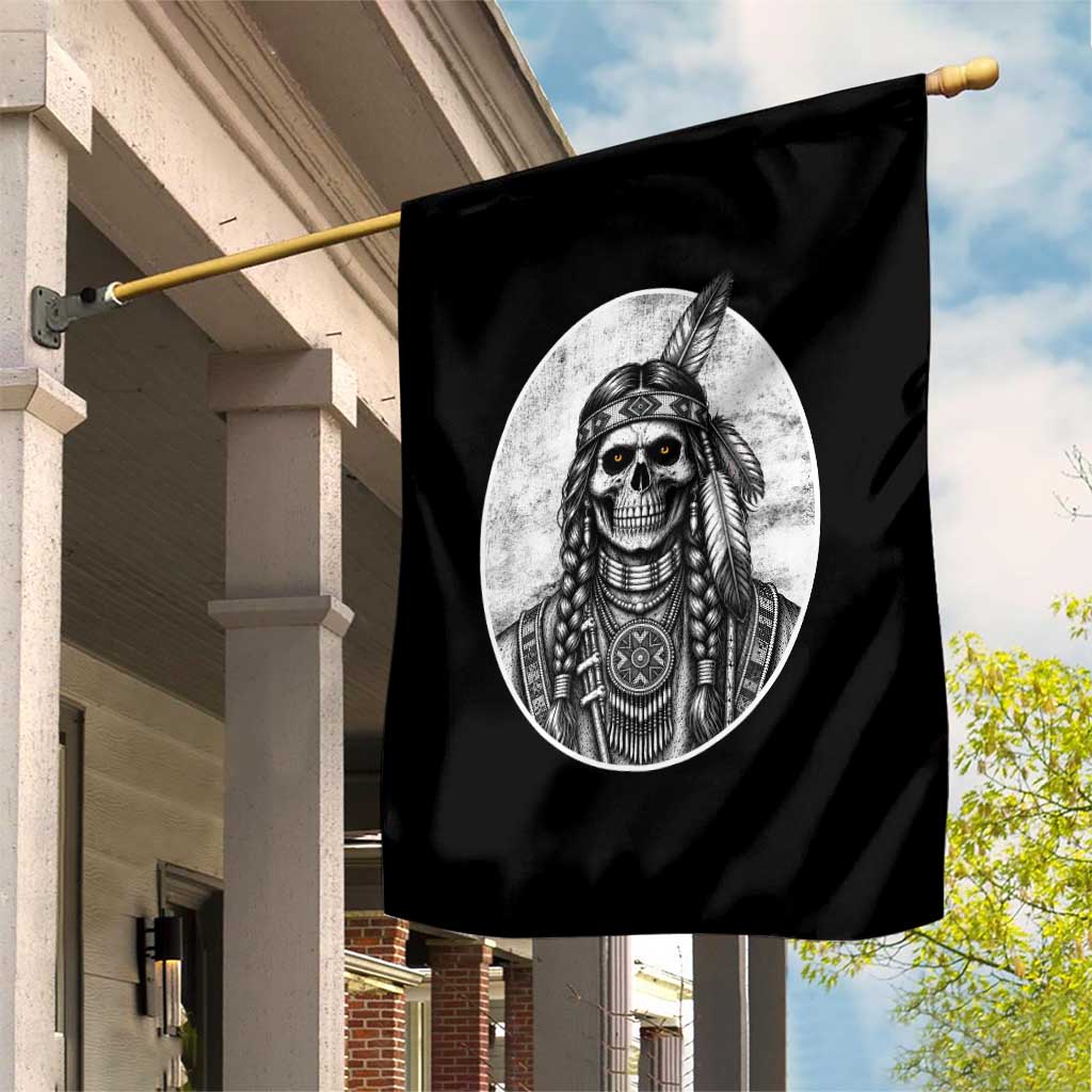 Vintage Gothic Skull Warrior Garden Flag Native American Feather Chief TS12 Print Your Wear