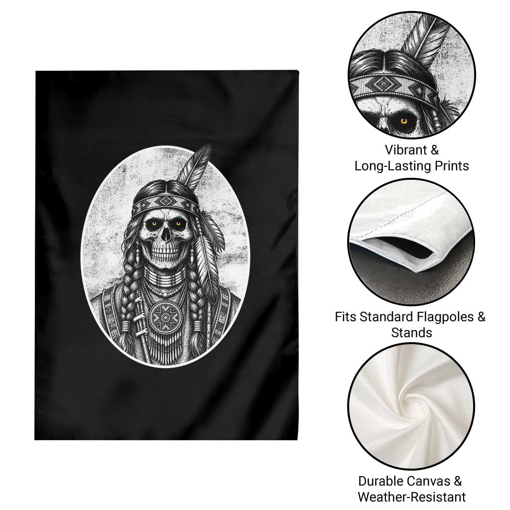 Vintage Gothic Skull Warrior Garden Flag Native American Feather Chief TS12 Print Your Wear