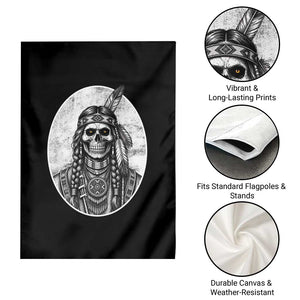Vintage Gothic Skull Warrior Garden Flag Native American Feather Chief TS12 Print Your Wear