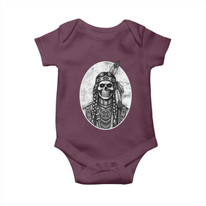 Vintage Gothic Skull Warrior Baby Onesie Native American Feather Chief TS12 Maroon Print Your Wear