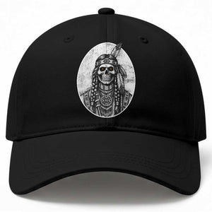Vintage Gothic Skull Warrior Baseball Cap Native American Feather Chief TS12 Print Your Wear