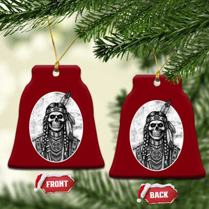 Vintage Gothic Skull Warrior Ceramic Ornament Native American Feather Chief TS12 Print Your Wear