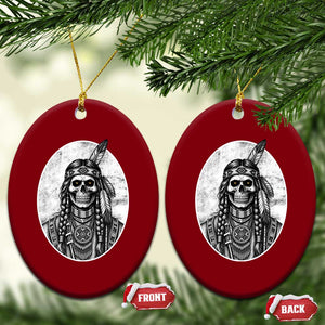 Vintage Gothic Skull Warrior Ceramic Ornament Native American Feather Chief TS12 Print Your Wear
